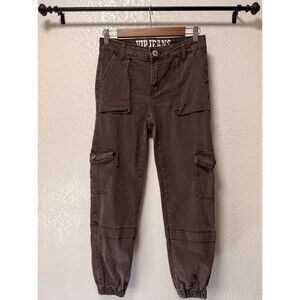 V.I.P. Women Cargo Jogger Pants Brown Utility Stretch Twill Size 5/27